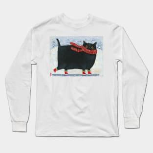 Chonky Black Ice Skater Cat Long Sleeve T-Shirt